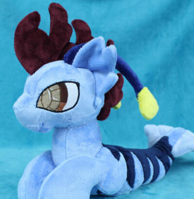 Custom Mer Pony Plush One of a kind mer pony plush. Blue shades, with deep red fins and dark blue markings. Art doll made by fishpish studios